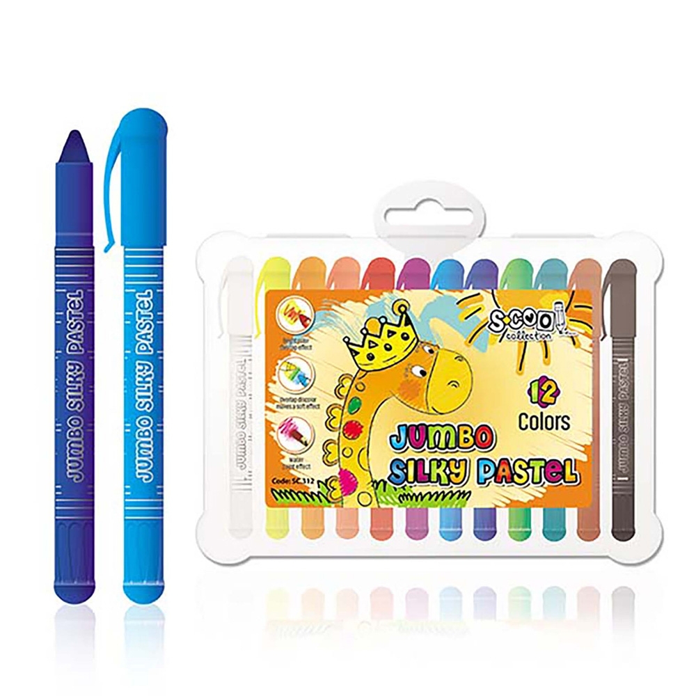 Creioane pastel Jumbo, Lavabile, 12culori/set - S-COOL - imagine 3