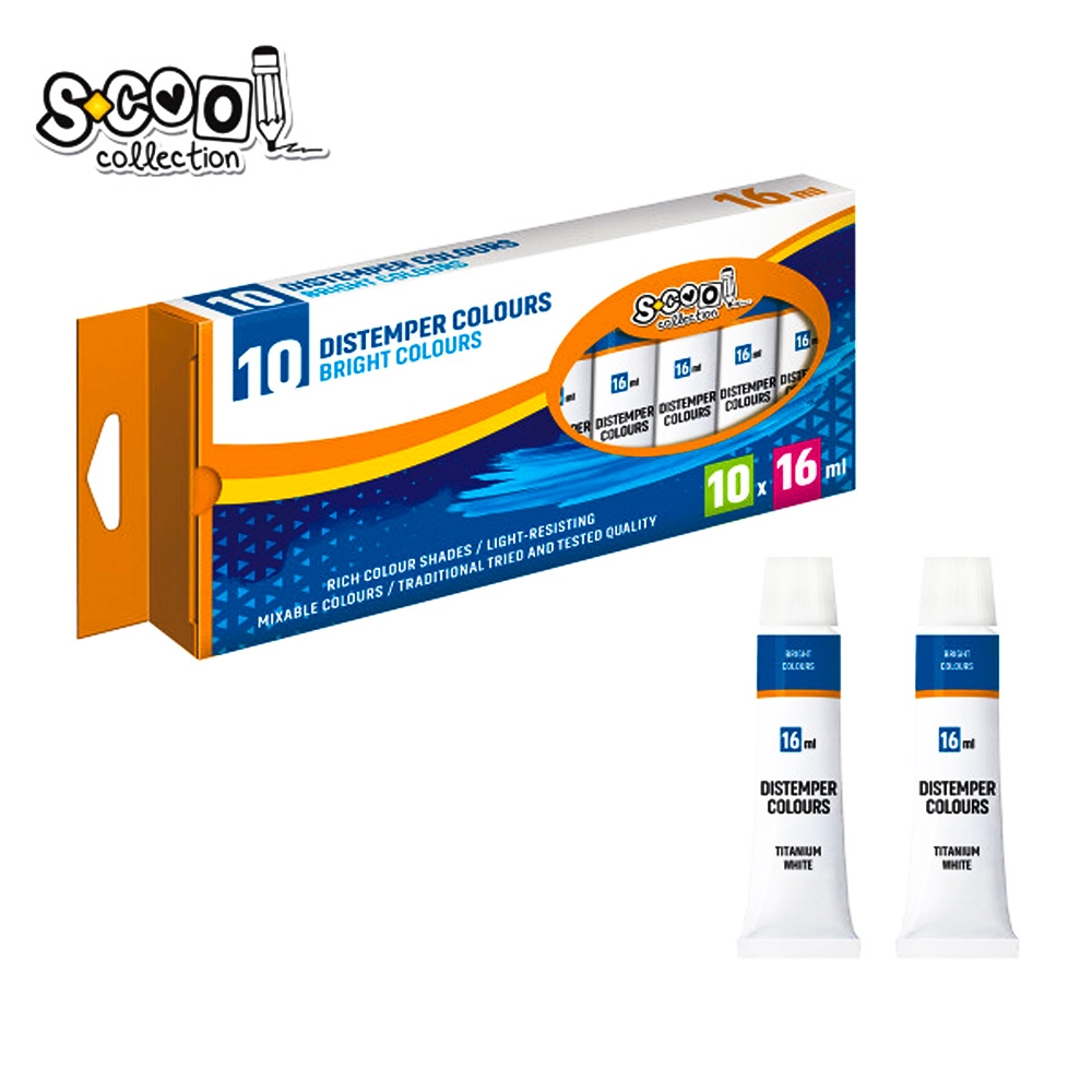 Tempera alb titan, 16 ml, 10 buc/set - S-COOL