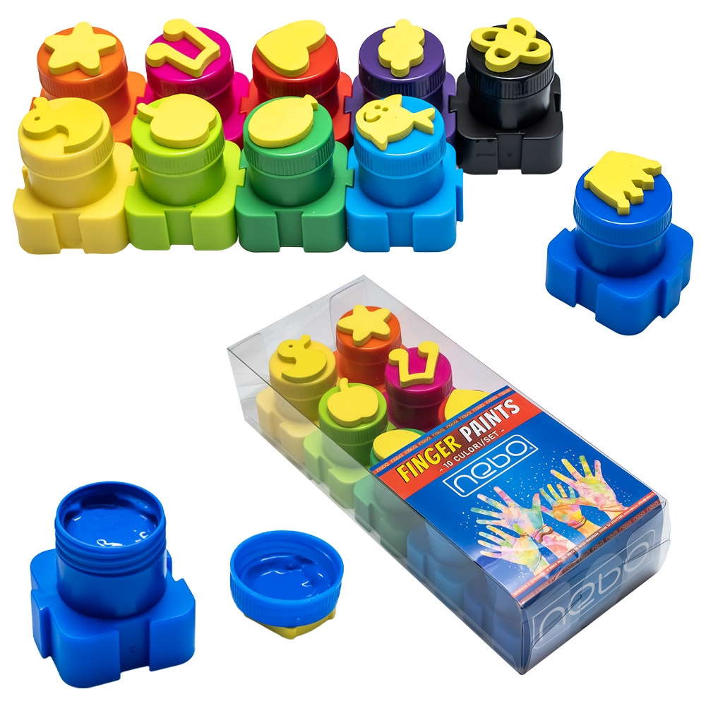 Finger paints, 10 culori/set - NEBO