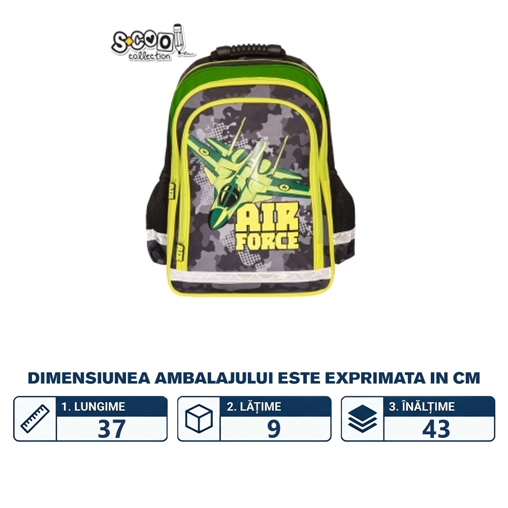 Ghiozdan ergonomic, 40.5x29x13.5 cm, AIR FORCE - S-COOL - imagine 2