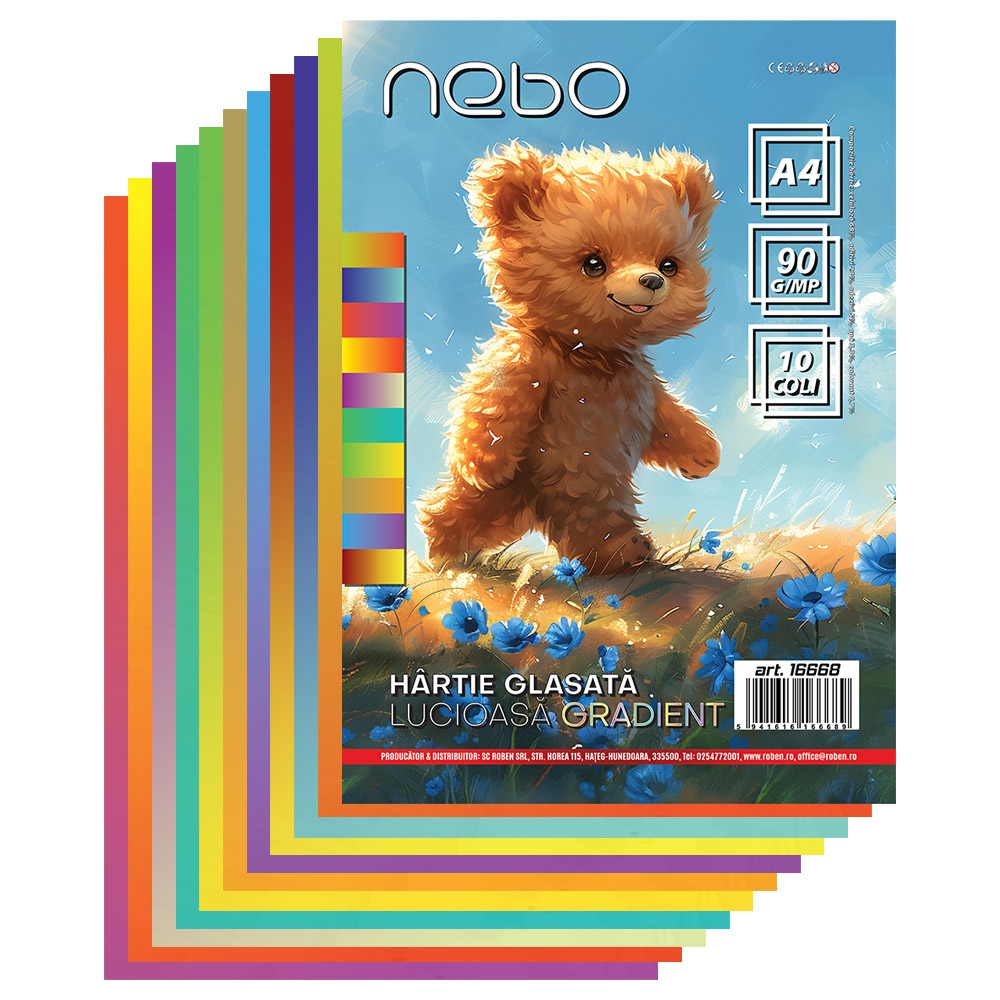 Hartie glasata, gradient, A4, 90 gr, 10 coli/set - NEBO