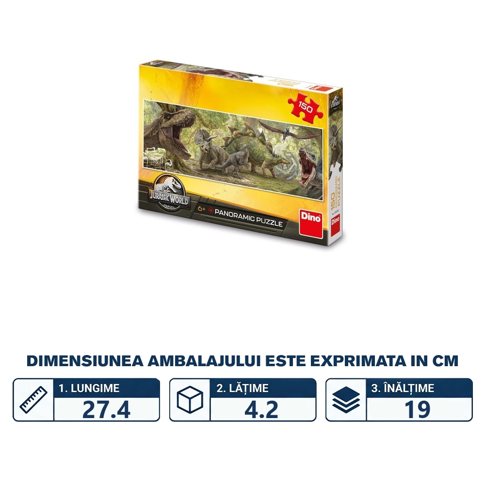 Puzzle 150 piese, panoramic, Jurassic World - DINO TOYS - imagine 2