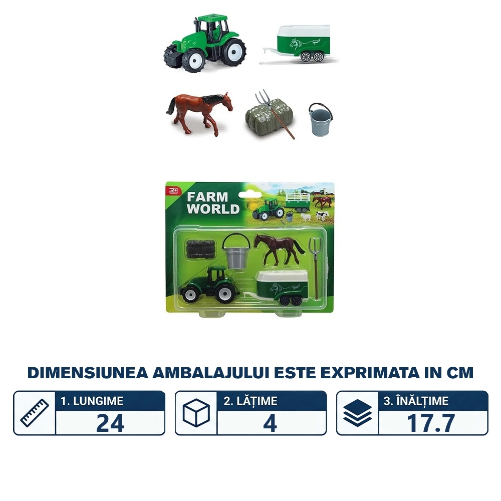 Play set Ferma, Tractor + animale, 6 piese/blister - imagine 2