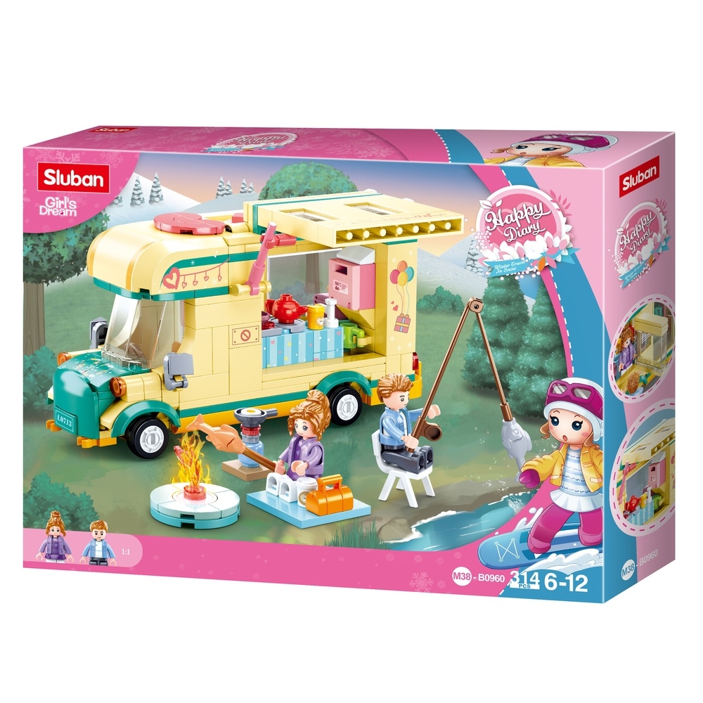 Set de constructie Girl's dream, 314 piese, Rulota camping - Sluban