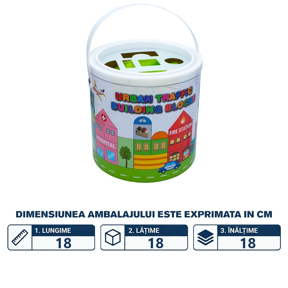 Cuburi din lemn, in galetusa, 60 piese/set - imagine 2
