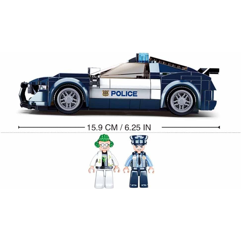 Set de constructie Police, 284 piese, Urmarire cu masina politiei - Sluban - imagine 6