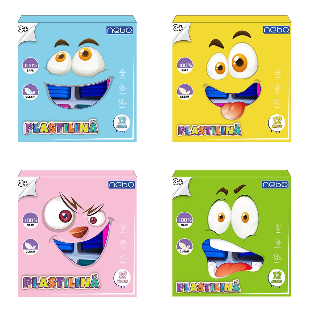 Plastilina 12 culori, 240g, in cutie - NEBO