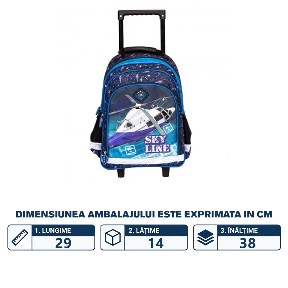 Ghiozdan trolley, 38x29x14 cm, SKY LINE - S-COOL - imagine 2