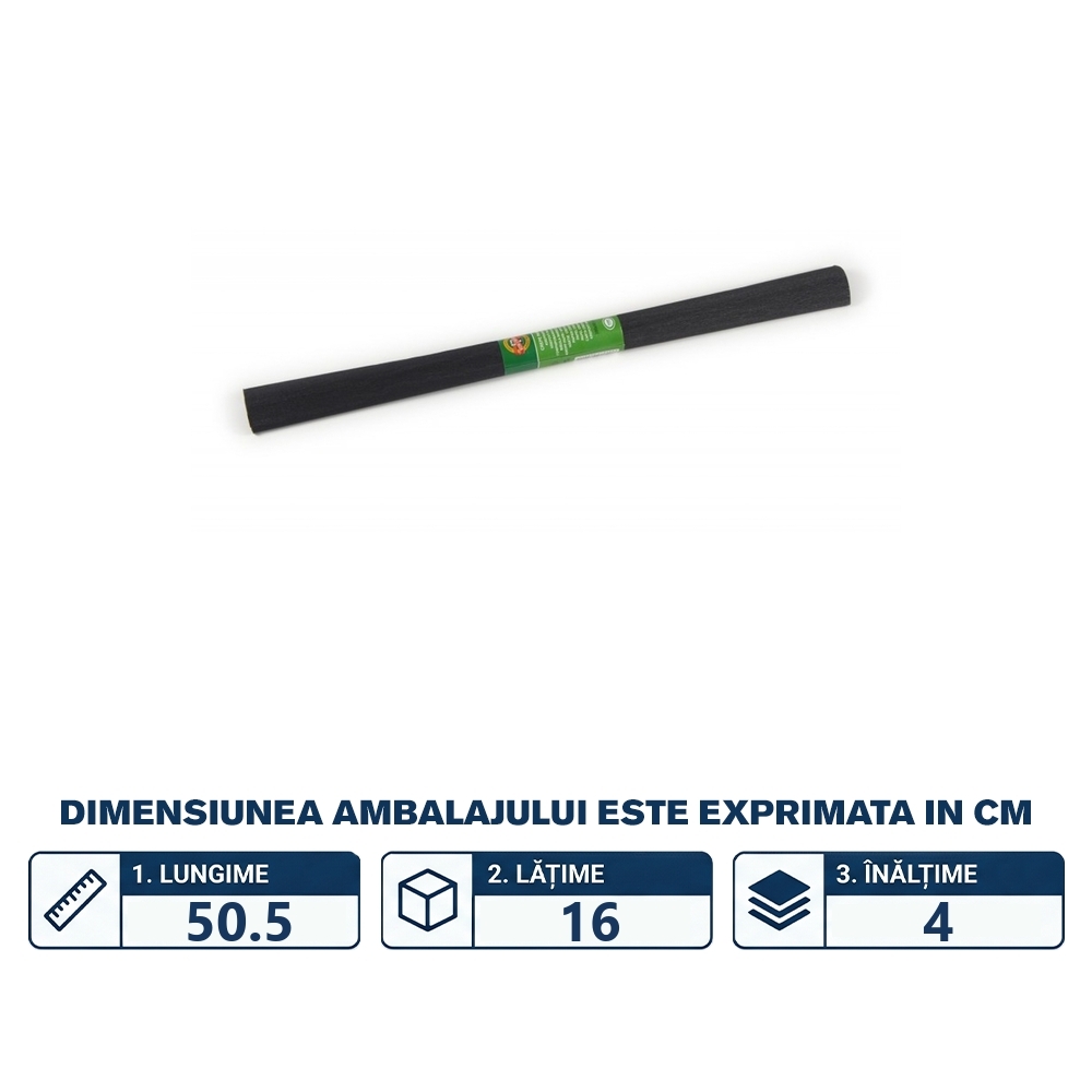 Hartie creponata, 200x50cm, Negru, 10 buc/set - Koh-I-Noor - imagine 2