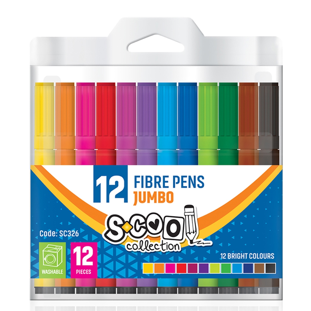 Carioca jumbo, 12 culori/cutie PVC - S-COOL - imagine 4