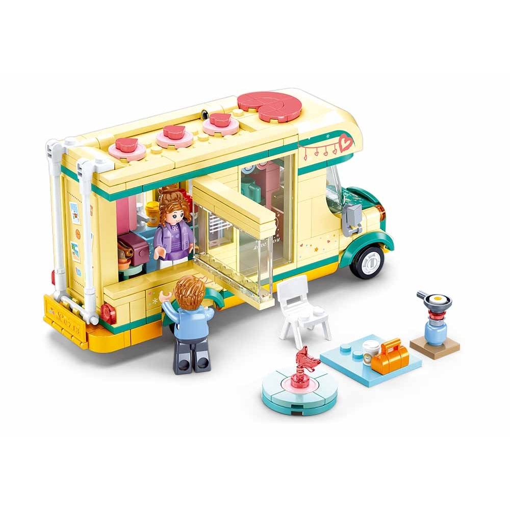 Set de constructie Girl's dream, 314 piese, Rulota camping - Sluban - imagine 3