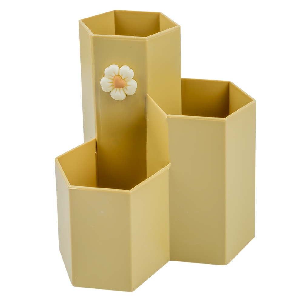 Suport birou 3 compartimente, cu floare - imagine 4