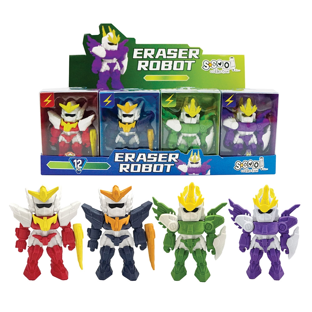 Radiera color, model Robot, 1 buc/cutie PVC - S-COOL