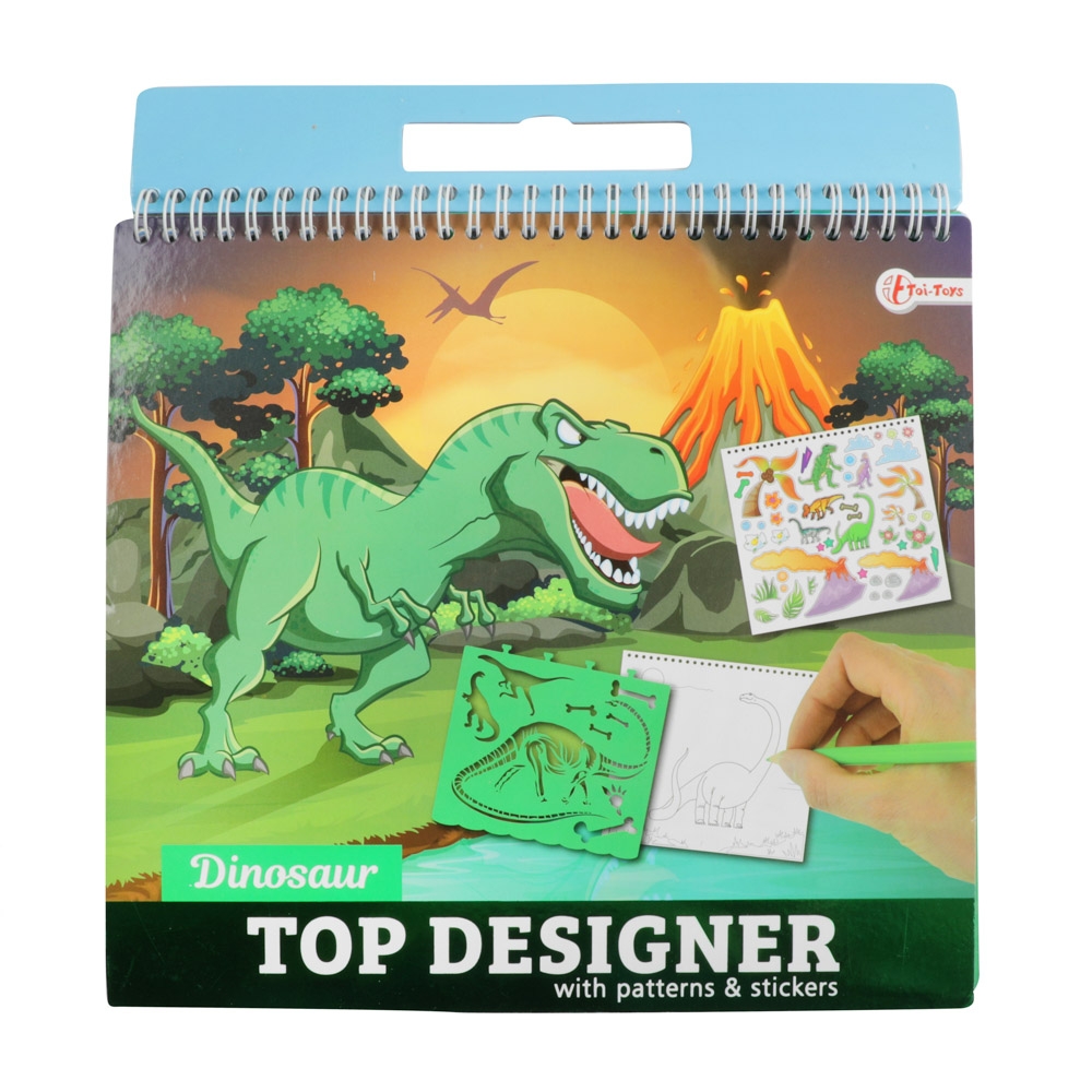 Carnetel de desen cu stickere si sabloane, Dinozauri - Toi-Toys - imagine 3