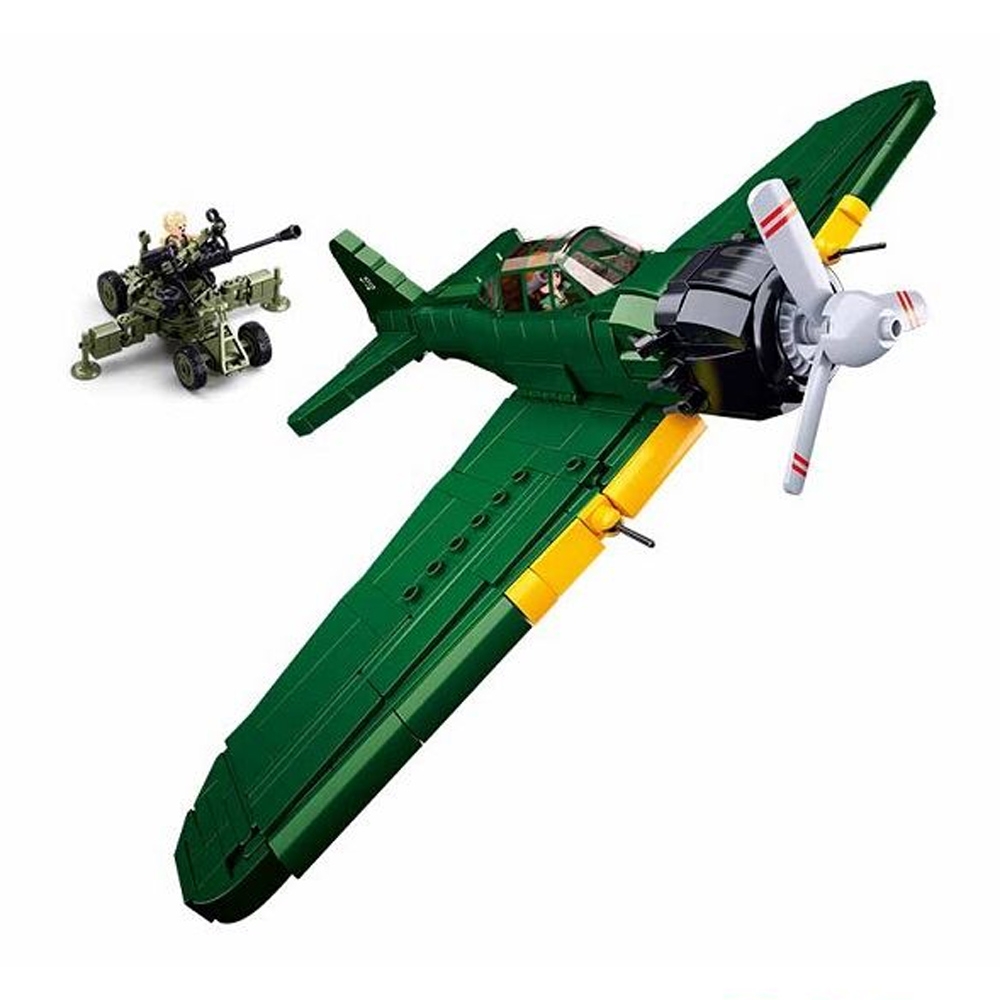 Set de constructie Army, 560 piese, Avion A6M Zero - Sluban - imagine 3