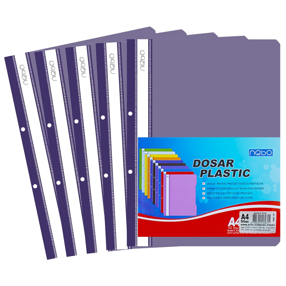 Dosar plastic A4, Violet - NEBO