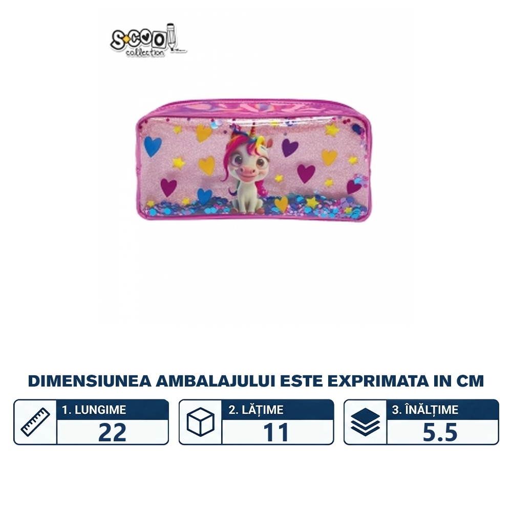 Penar borseta paiete, 1 fermoar, UNICORN, 22x11x5.5 cm - S-COOL - imagine 2