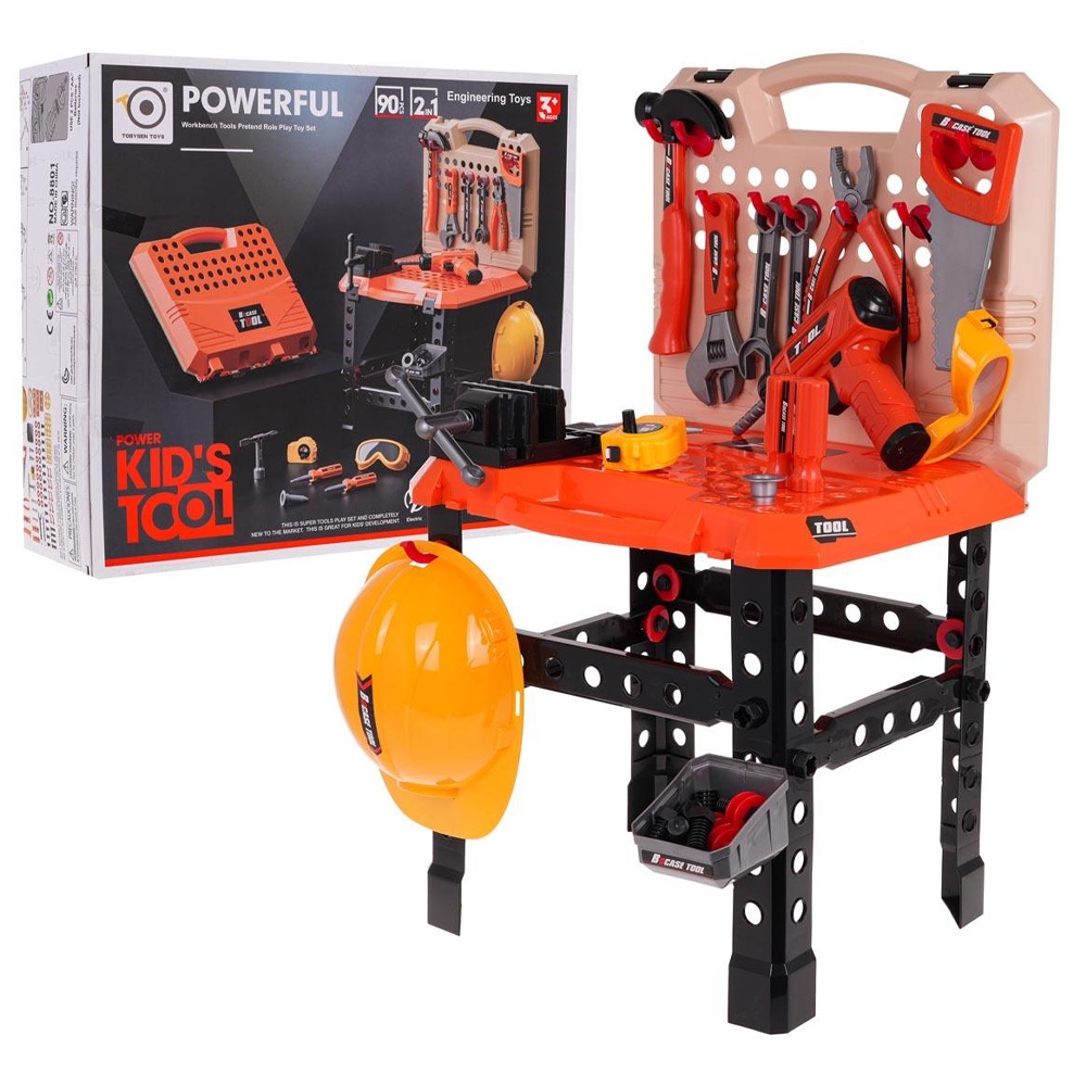 Play set Unelte 2 in 1, Banc de lucru/Geanta scule, 90 buc/set