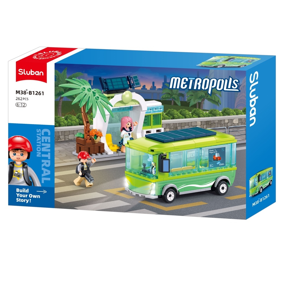 Set de constructie Metropolis, 262 piese, Autobuz electric - Sluban - imagine 2