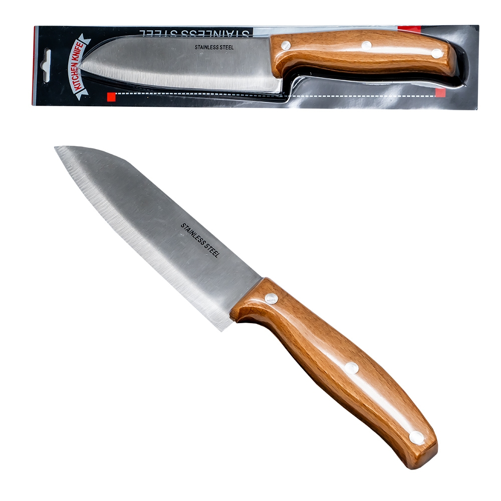 Cutit din inox, cu maner din lemn, 28 cm