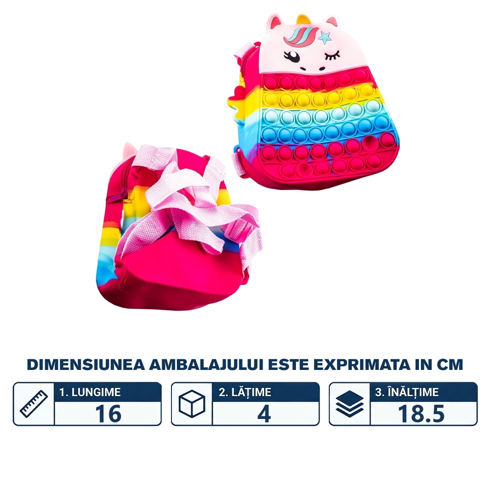 Rucsac antistres pentru copii, din silicon, Unicorn - imagine 2