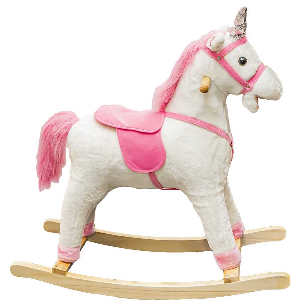 Unicorn balansoar, lemn + plus, roz, 78x28x68 cm - imagine 2