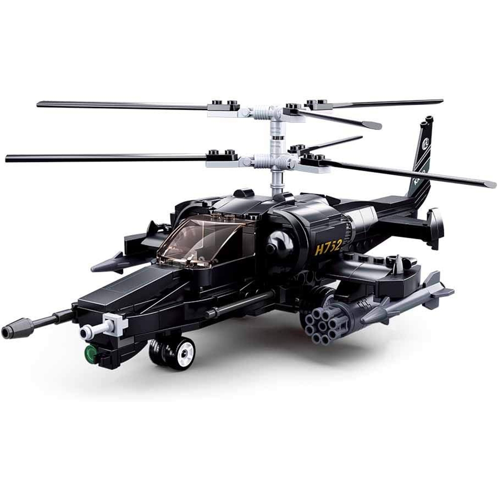 Set de constructie Machete, 333 piese, Elicopter de atac - Sluban - imagine 4
