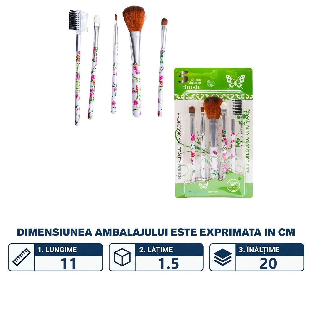 Set pensule pentru machiaj, pe blister, 5 buc/set - imagine 2