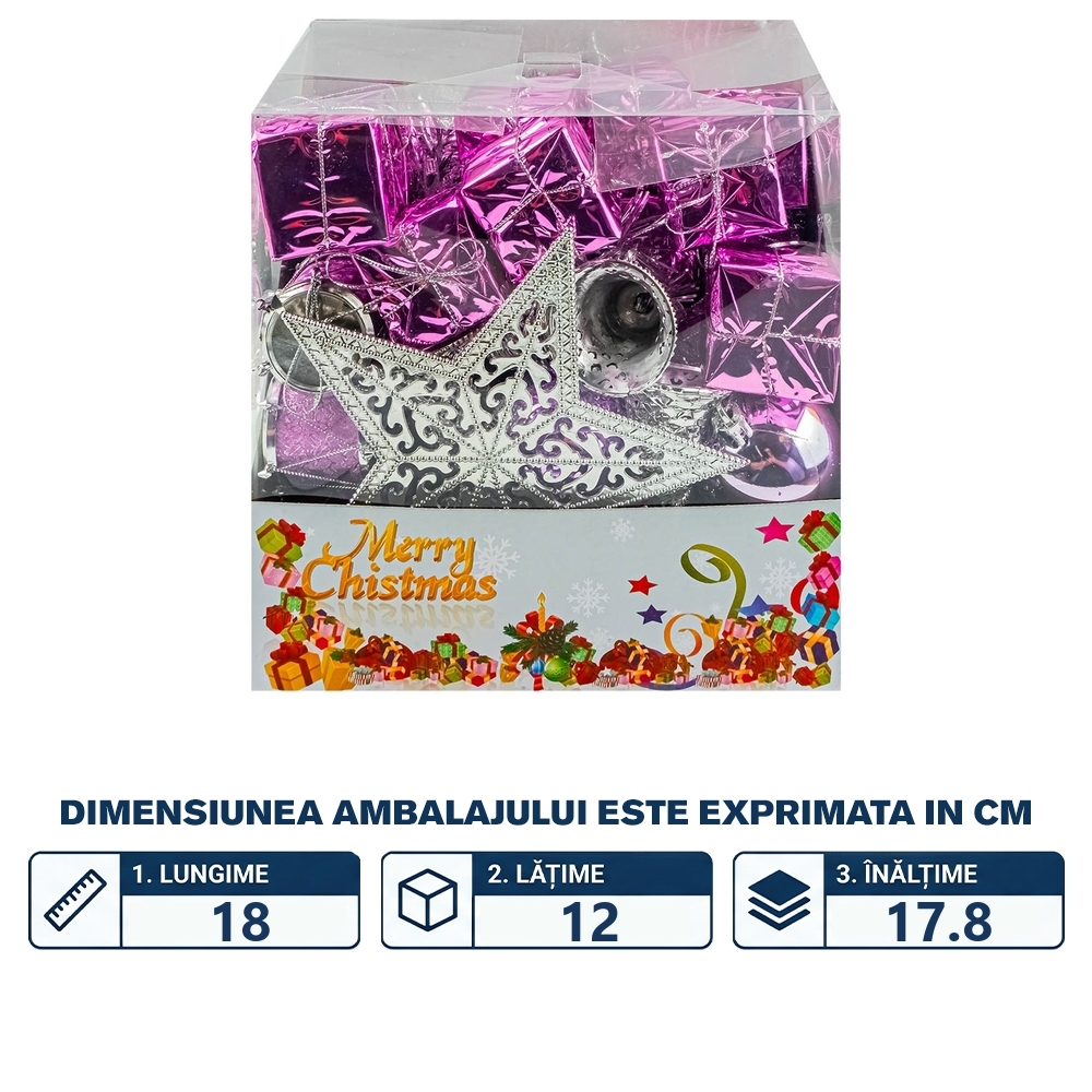 Globuri pom Craciun, Mov, 50 buc/set - imagine 2