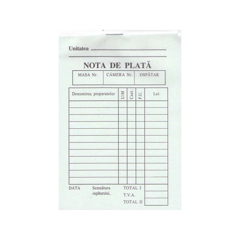 Nota de plata A6, 100 file, autocopiativa, 2 exemplare