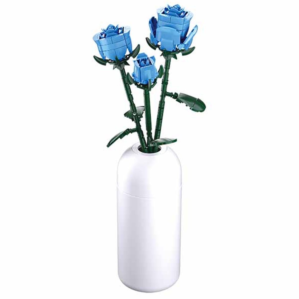 Set de Constructie Flowers, 238 piese, Trandafir Albastru - Sluban - imagine 3