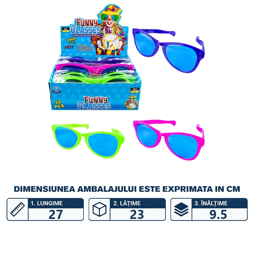 Ochelari party, Jumbo size, 12 buc/set - imagine 2