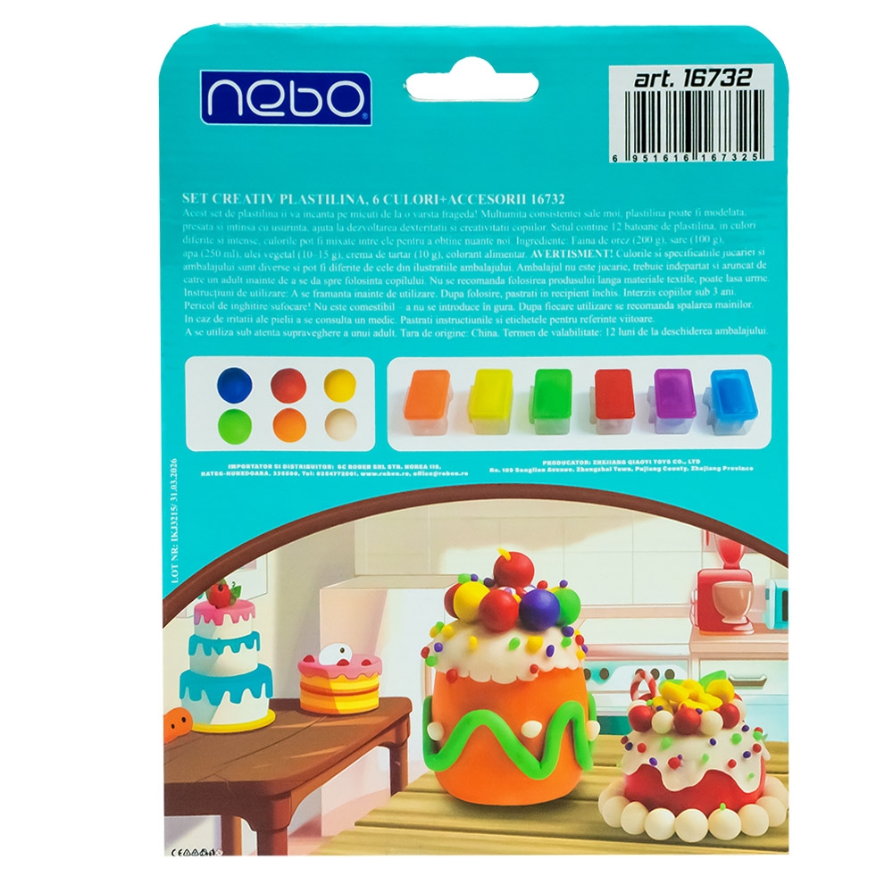 Set creativ plastilina, 6 culori + accesorii - NEBO - imagine 4