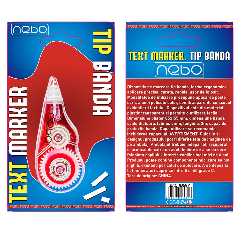 Text marker, tip banda, 5mmx3m - NEBO - imagine 7