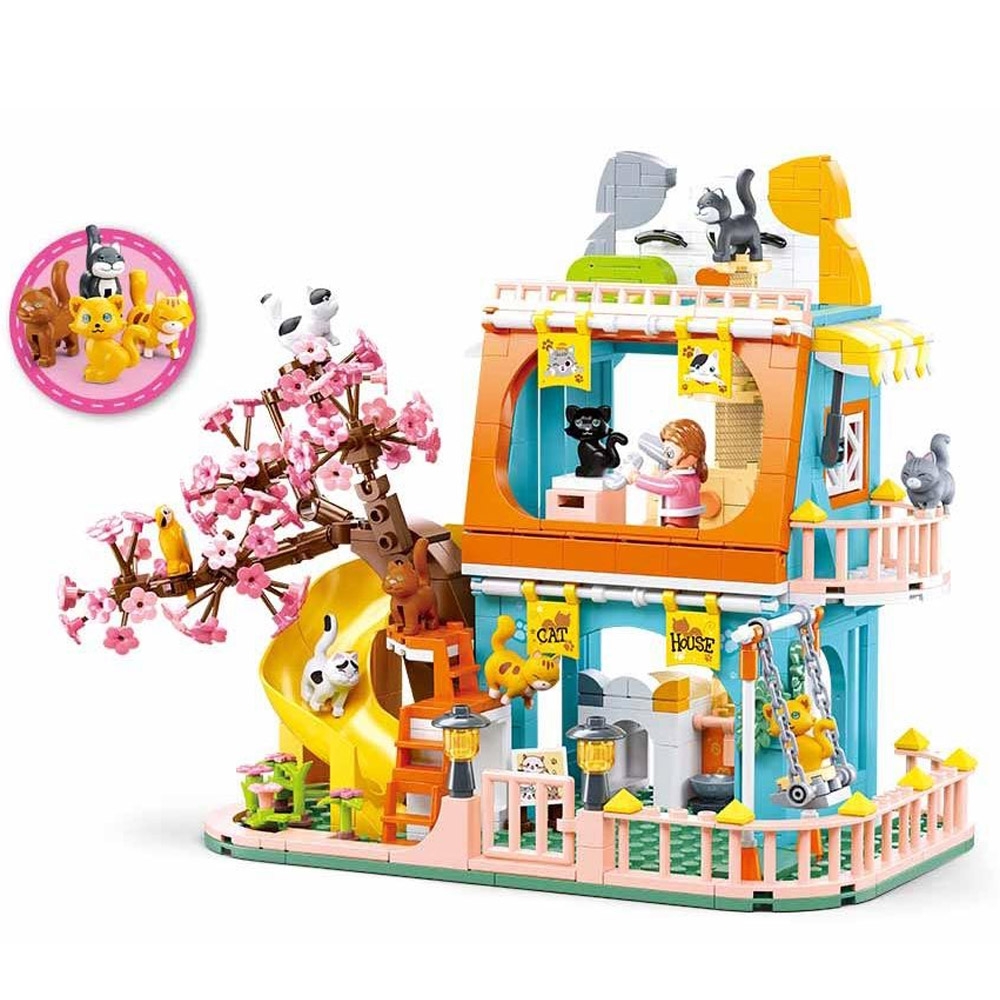 Set de constructie Girl's Dream, 521 piese, Hotel pentru pisici - Sluban - imagine 4