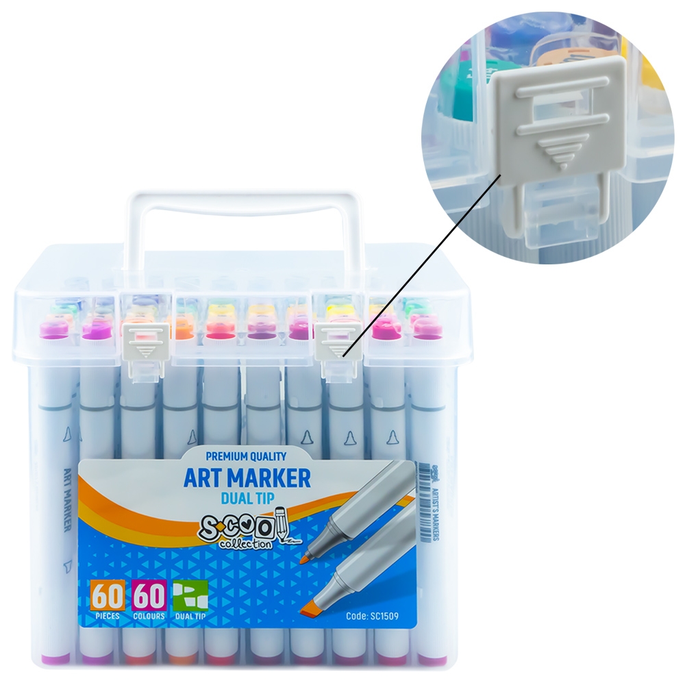 Markere cu 2 capete, 6mm-3mm, 60 cul/set - S-COOL - imagine 9