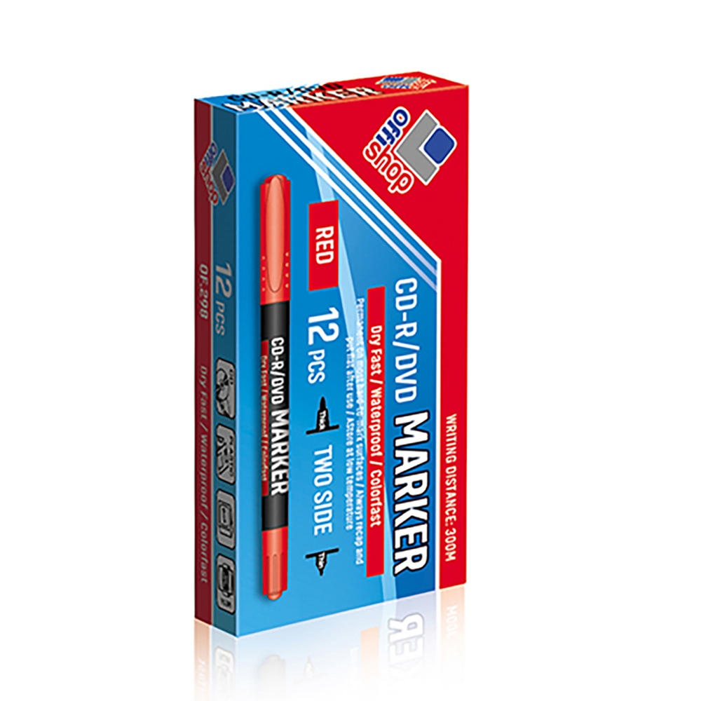 Marker CD/DVD 2 capete, rosu, 0,5-0,1 mm, 12 buc/set - OFFISHOP - imagine 3
