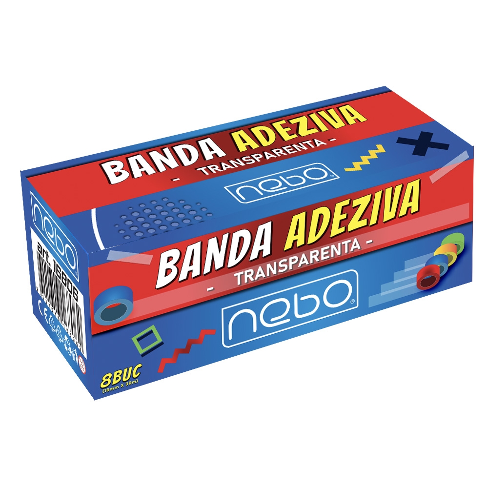 Banda adeziva, 18mmx30m, 40mic, 8 buc/set - NEBO - imagine 5