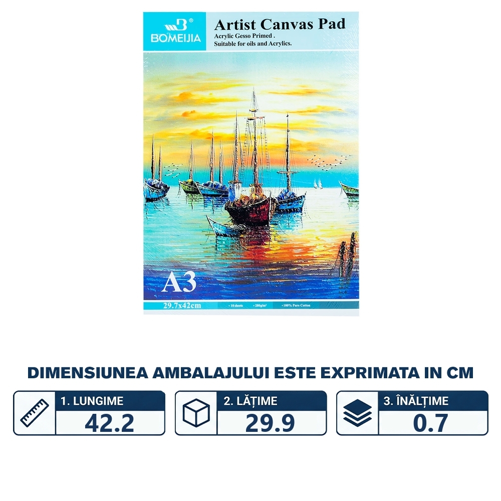 Bloc pentru pictura, canvas, A3, 280g, 10 coli - imagine 2