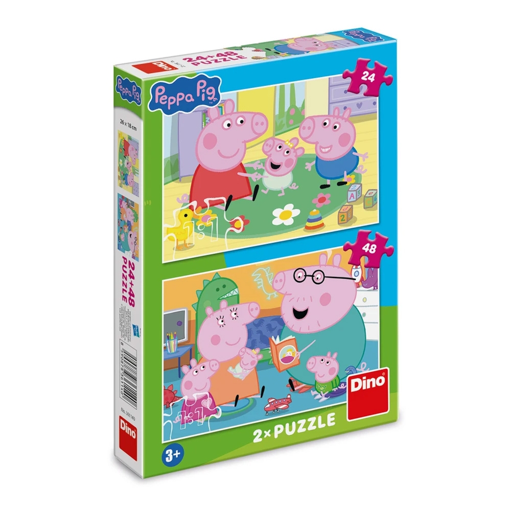 Puzzle 24+48 piese, Peppa Pig: Acasa - DINO TOYS - imagine 4