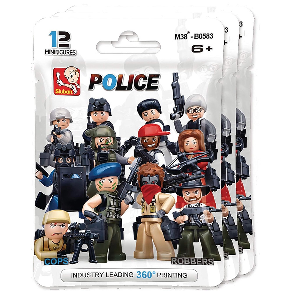 Set de constructie Police, Eroii legii si Raufacatorii, 1 figurina/plic, 48 plicuri/display - Sluban - imagine 5