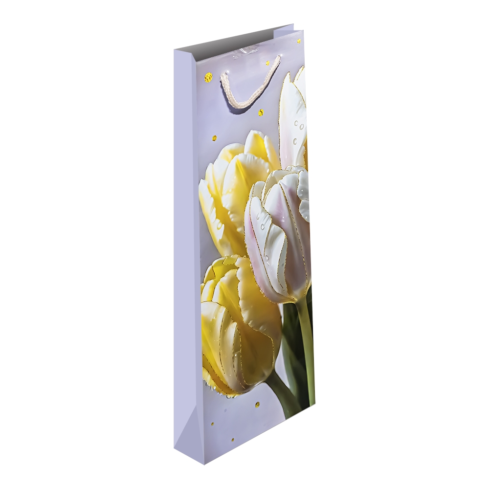 Punga cadou cu flori, pentru sticle, 10x33x9 cm - imagine 4
