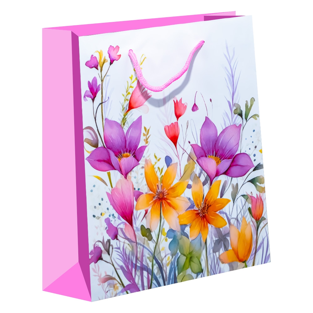 Punga cadou cu flori, 17.5x24x8 cm - imagine 2