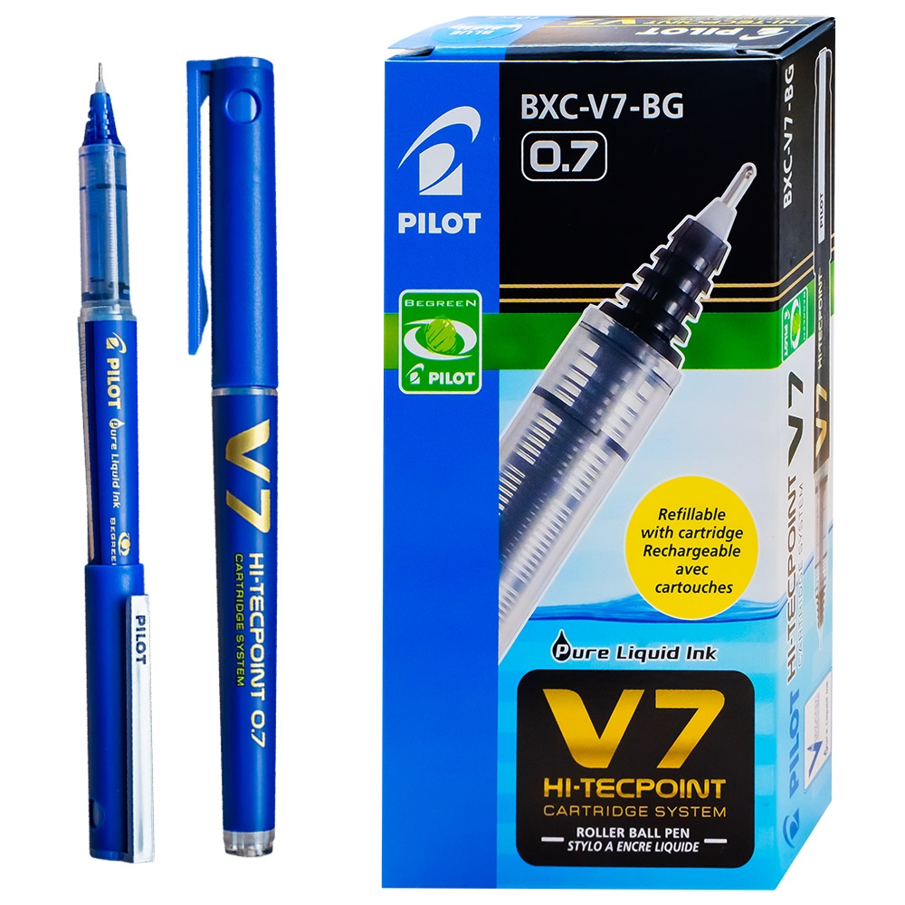 Roller V7 Hi-Tecpoint, 0,7mm, albastru - Pilot