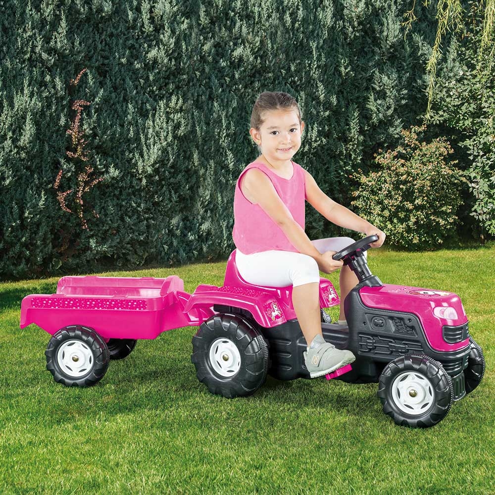 Tractor cu pedale si remorca Unicorn, 52x144x45cm - Dolu - imagine 2