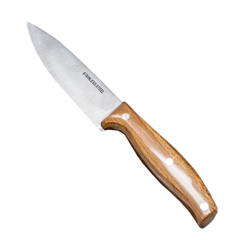Cutit din inox, cu maner din lemn, 15 cm - imagine 3