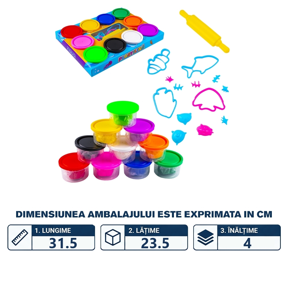 Plastilina modelaj, 10 culori, 60 g - NEBO - imagine 2