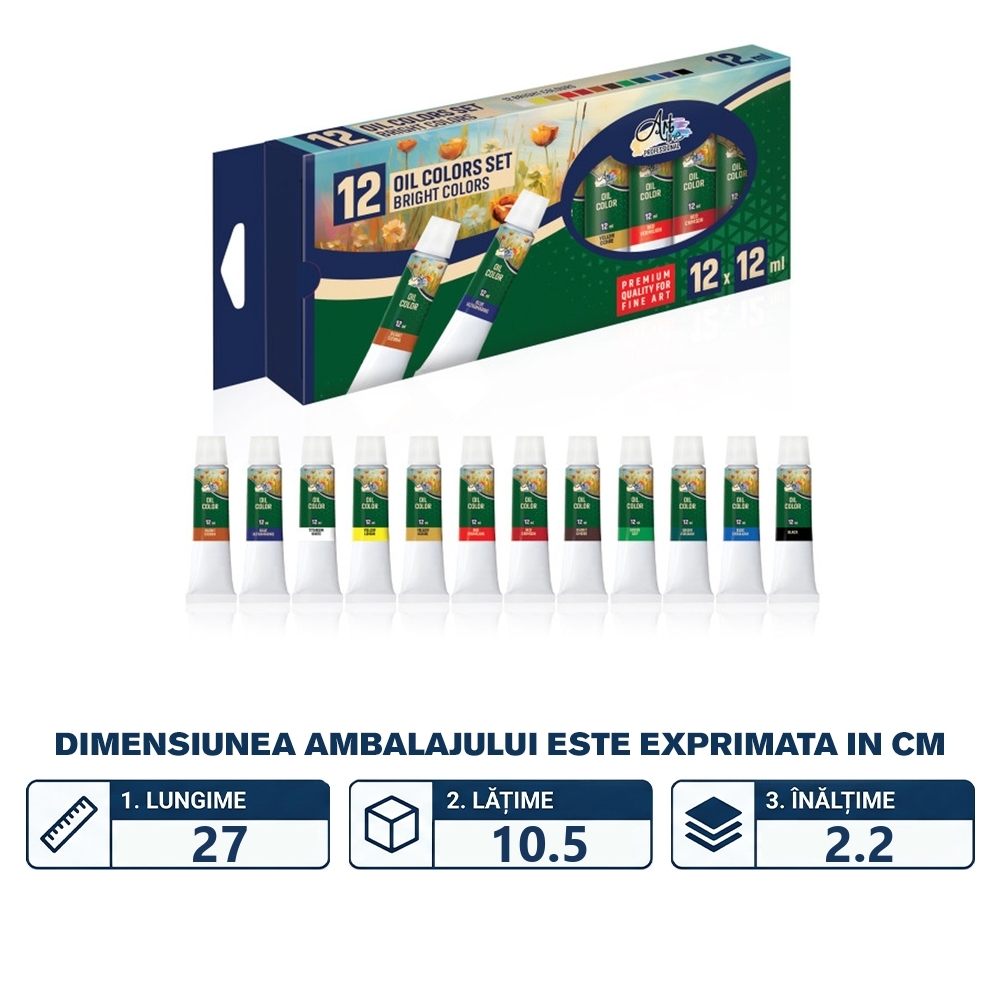 Culori ulei, Profesional, 12 ml, 12 culori/set - ARTLINE - imagine 2