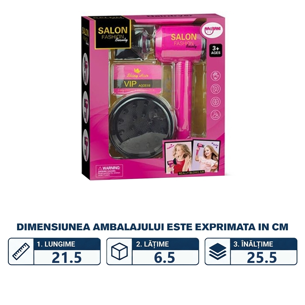 Accesorii frumusete - Uscator de par cu baterii + accesorii, 4 piese/set - imagine 2