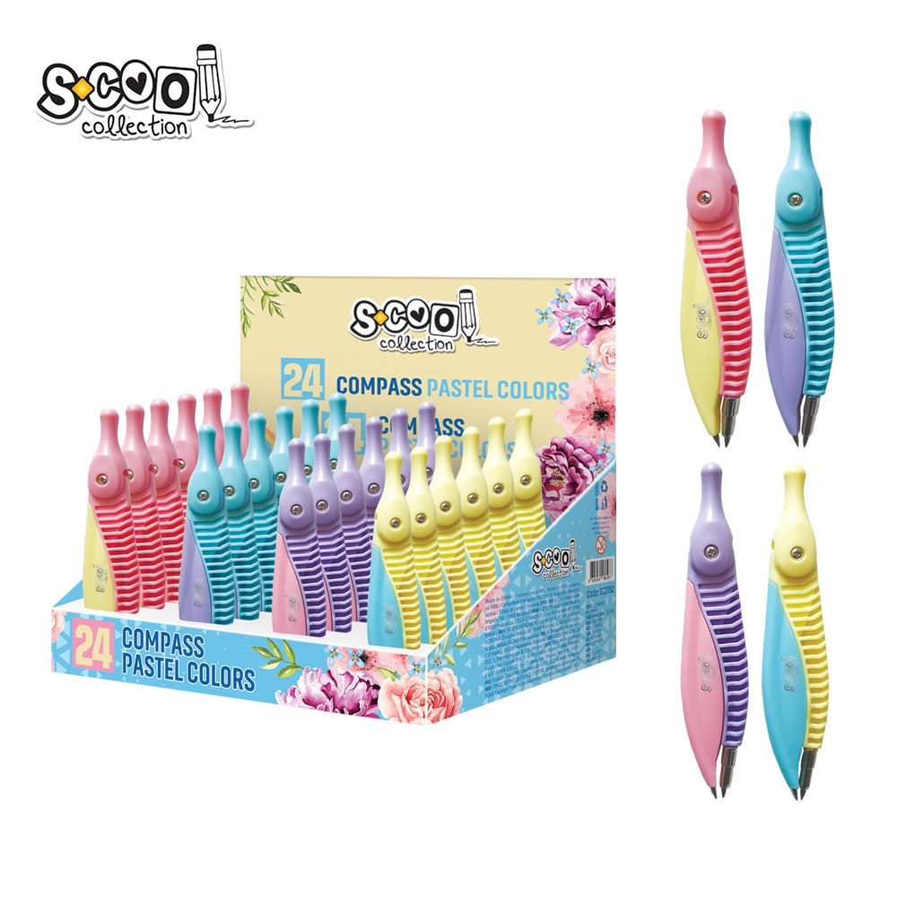 Compas pastel + rezerva mina, 24 buc/set - S-COOL